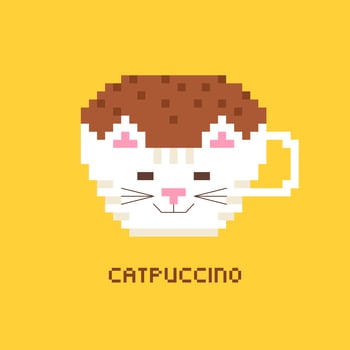 Pixel Art Coffee Cappuccino vector