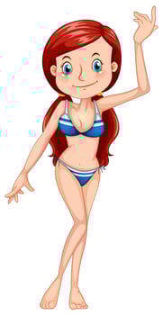 A young teenager wearing bikini vector