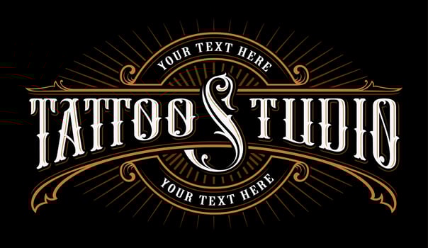 Vintage lettering of tattoo studio. vector