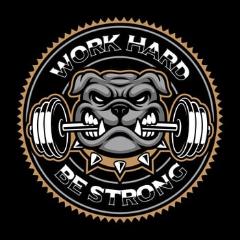 Vintage bodybuilding macot on the dark background vector