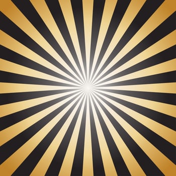 Abstract sunbeams gold rays on dark background - Vector illustration