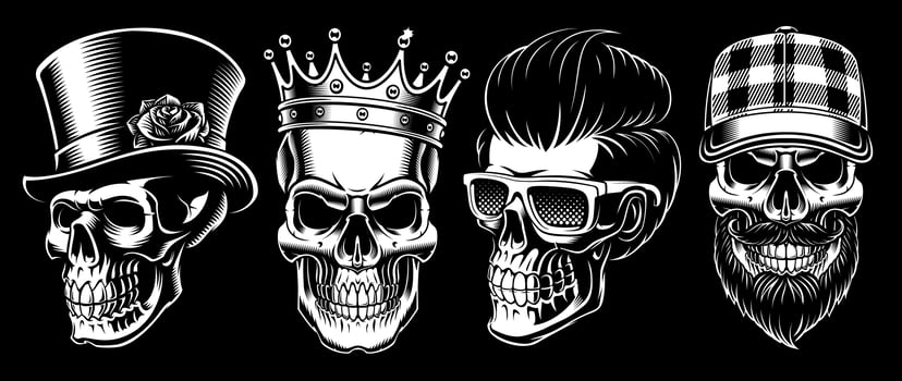 Set of Vintage Skulls. vector