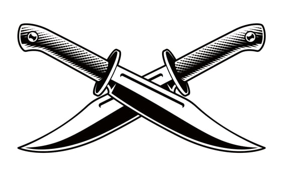 Vector illustration of crossed knives on white background