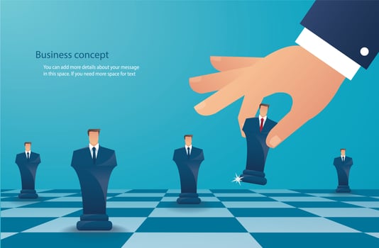 businessman play chess figure. business strategy concept  vector