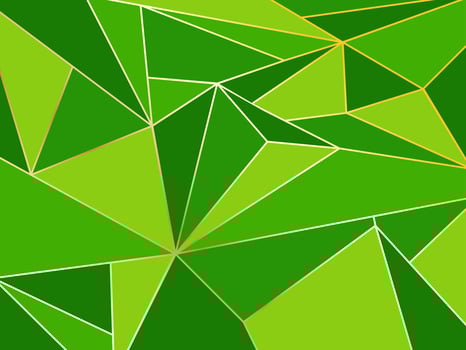 Abstract green polygon artistic geometric with gold line background vector