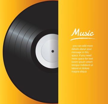 vinyl record with yellow cover mockup  background vector