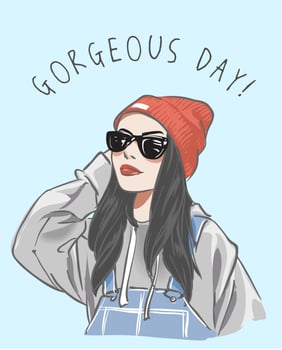 gorgeous slogan with cartoon girl illustration vector