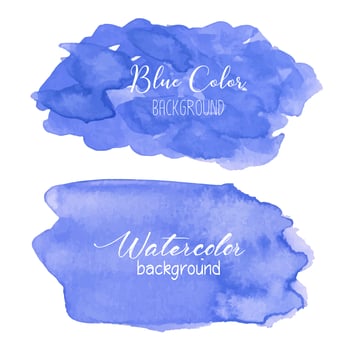 Blue abstract watercolor background. Watercolor element for card. Vector illustration.