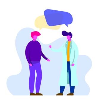 Flat Healthcare Characters Give Advice to Patient vector