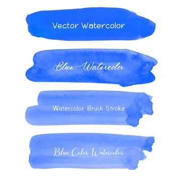 Blue brush stroke watercolor on white background. Vector illustration.