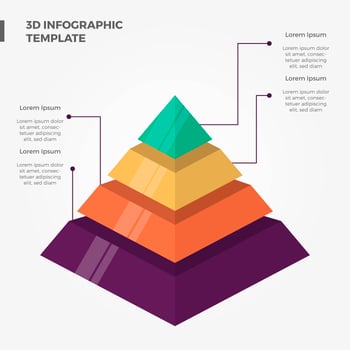Flat 3D Infographic Elements Pyramid Vector Template