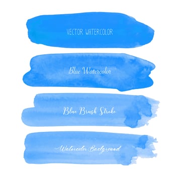 Blue brush stroke watercolor on white background. Vector illustration