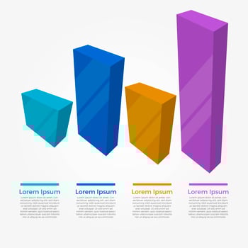 Flat 3D Bars Infographic Elements Vector Template