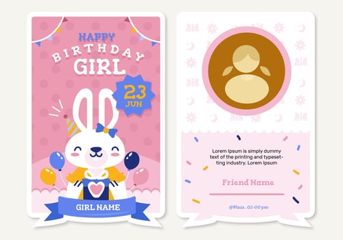 Cute Animal Birthday Invitation Vector Illustration