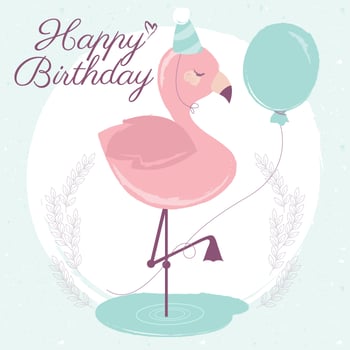 Vector Flamingo Happy Birthday Card