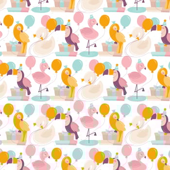 Vector Seamless Birthday Animals Pattern