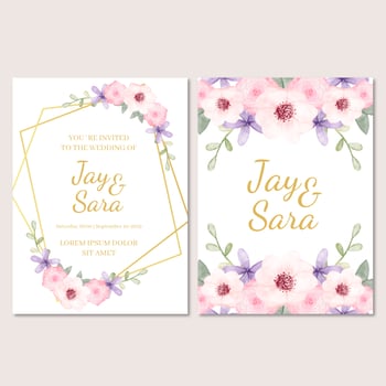Cute Wedding Invitation Template With Flowers vector
