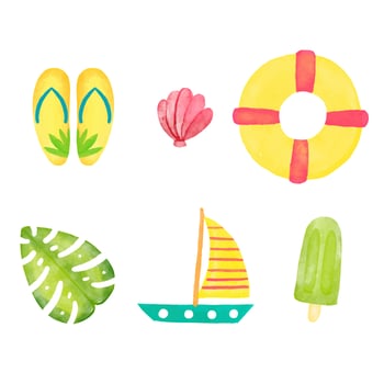 Watercolor Summer Elements Collection vector