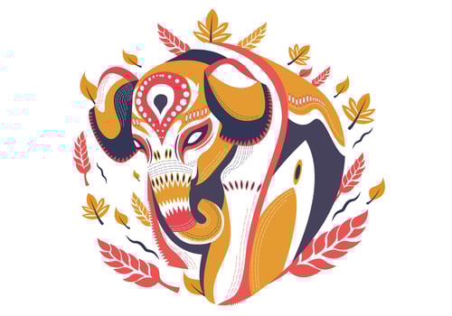 Abstract Painted Elephant Decorative Vector Illustration