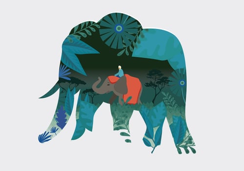Painted Elephant Festival Vector Illustration