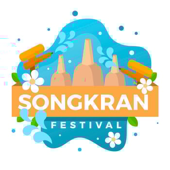 Flat Songkran Festival Vector Illustration