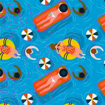 Cool Pool And People Pattern Vector