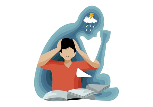 Depression People Affect On Mental Health Vector Illustration