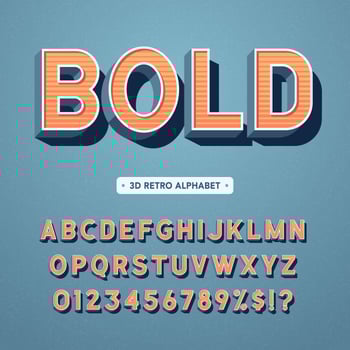 Retro 3D Bold Alphabet vector