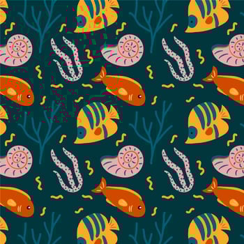 Cute Coral Sea Pattern Vector