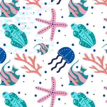 Cute Coral Sea Pattern Vector