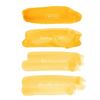 Orange brush stroke watercolor on white background. Vector illustration.