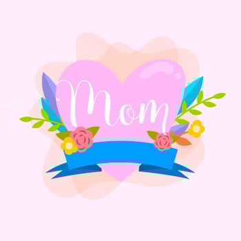 Flat Love Mom Typography Vector Illustration