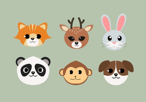 Animal Faces Set vector