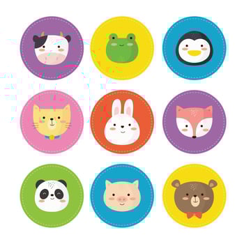 Animal faces set vector