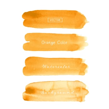 Orange brush stroke watercolor on white background. Vector illustration.