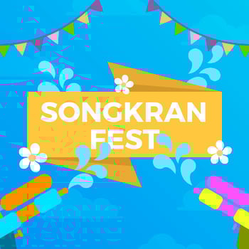 Flat Colourful  Songkran Festival Vector Banner Illustration