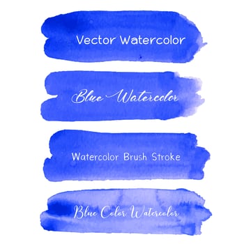 Blue brush stroke watercolor on white background. Vector illustration.