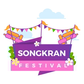 Flat Colourful Songkran Festival Vector Poster Illustration