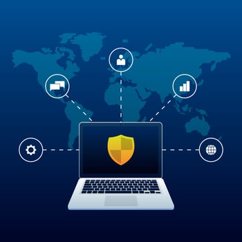 Security Cyber Digital Concept With Abstract World Map Background vector