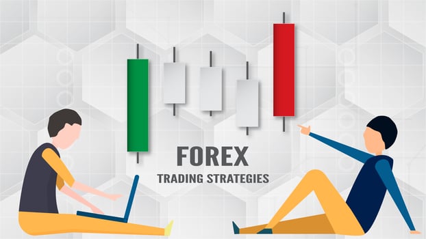 Forex trading strategy concept in paper cut and craft for business, trader, Investment, marketing. Vector illustration on abstract technology bacgkround in white and grey. 