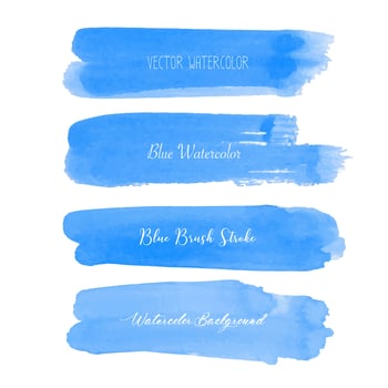 Blue brush stroke watercolor on white background. Vector illustration