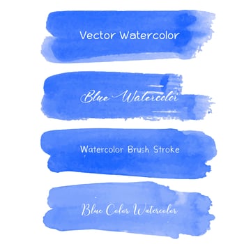 Blue brush stroke watercolor on white background. Vector illustration.