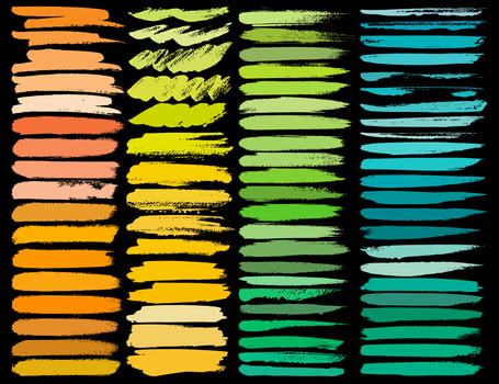 Big set of colorful brush strokes, Colorful ink grunge brush strokes. Vector illustration.