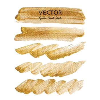 Golden vector brush stroke, Gold texture paint stain, Vector illustration.