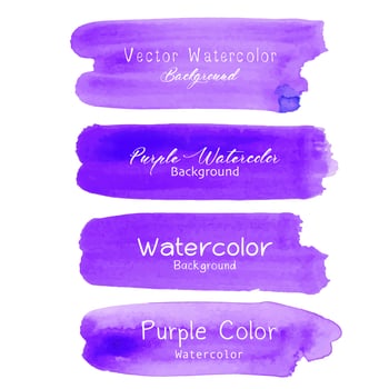 Purple brush stroke watercolor on white background. Vector illustration.