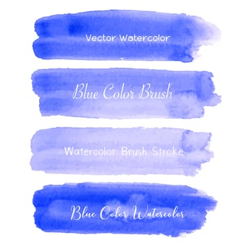Blue brush stroke watercolor on white background. Vector illustration.