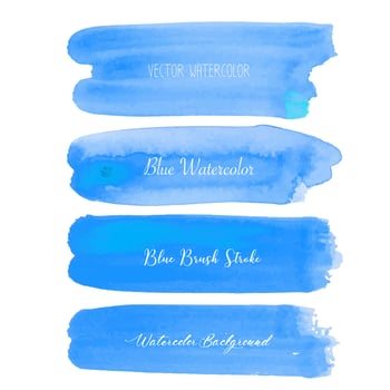 Blue brush stroke watercolor on white background. Vector illustration