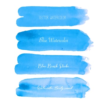 Blue brush stroke watercolor on white background. Vector illustration