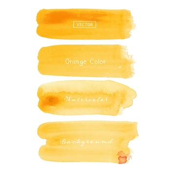 Orange brush stroke watercolor on white background. Vector illustration.