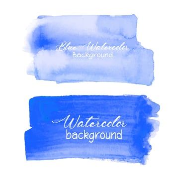 Blue brush stroke watercolor on white background. Vector illustration.
